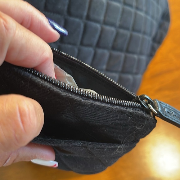 Talbots Large Quilted Black with Leather Tote Bag Shoulder w/ Coin Purse Key Fob - Picture 8 of 13